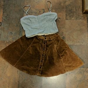Brown suede skater skirt